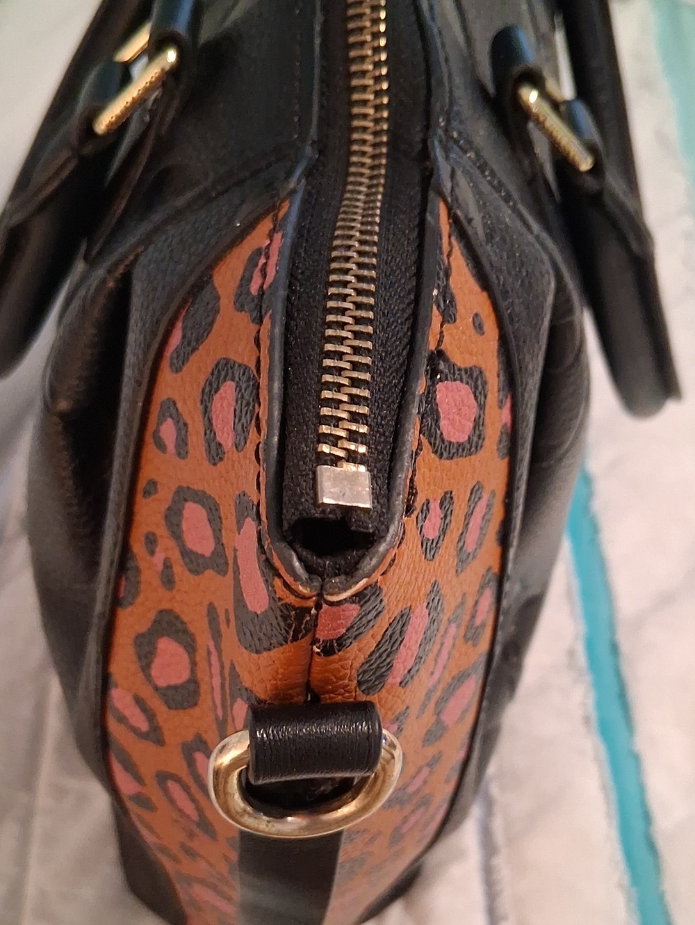 Black Embossed Monogram Purse with Leopard Side Panels, **No Bundle, Firm Price* - Picture 16 of 16